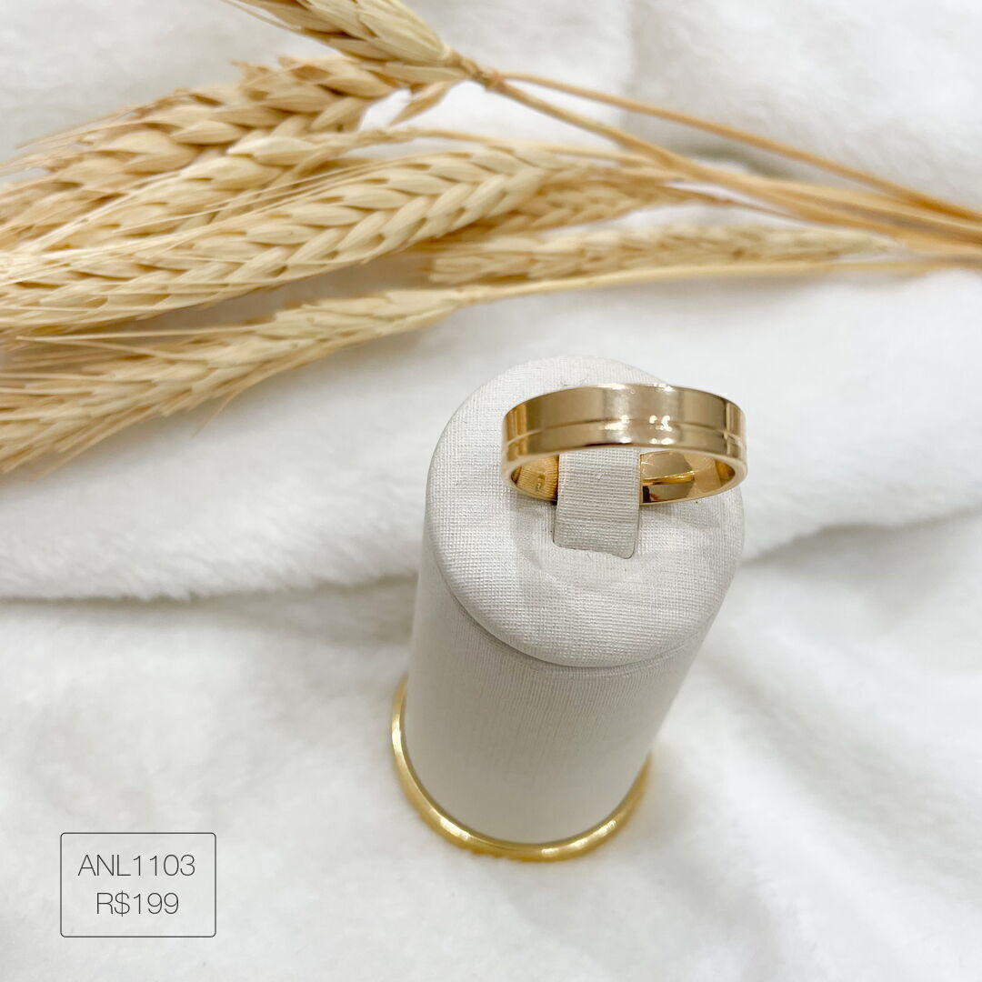 Aliança Quadrada Reta 5mm Dourada